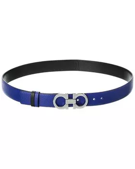 Двусторонний и регулируемый кожаный ремень Ferragamo Gancini Salvatore Ferragamo, синий