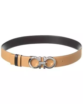 Двусторонний и регулируемый кожаный ремень Ferragamo Gancini Salvatore Ferragamo, коричневый