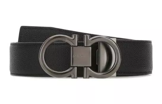 Двусторонний и регулируемый ремень Gancini Ferragamo, черный