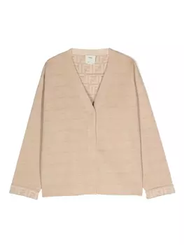 Двусторонний кардиган с логотипом FF Fendi Kids, нейтральный