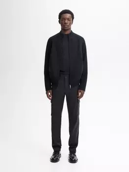 Двусторонний кардиган с отделкой на плечах Massimo Dutti, синий