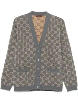 Двусторонний кардиган с узором GG Gucci, серый