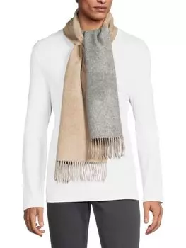 Двусторонний кашемировый шарф с бахромой Saks Fifth Avenue, цвет Color