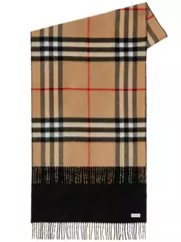 Двусторонний кашемировый шарф в клетку BURBERRY, черный