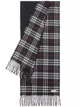 Двусторонний кашемировый шарф в клетку BURBERRY, синий