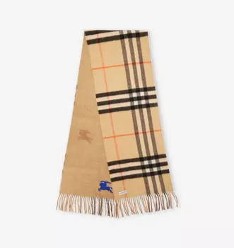 Двусторонний кашемировый шарф в клетку Burberry, желтый