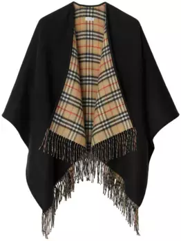Двусторонний кейп в клетку BURBERRY, черный