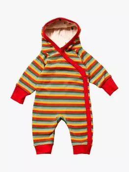 Двусторонний комбинезон с капюшоном для малышей в виде капель и полосок в виде жуков Little Green Radicals, мульти