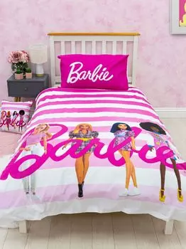 Двусторонний комплект пододеяльника и наволочки Barbie, одиночный комплект