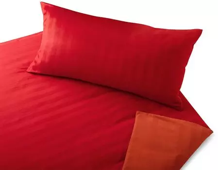 Двусторонний комплект постельного белья Cotonea из органического сатина Linea цвет красный/оранжевый-I006 размер 200x200 + 2x 80x80 см
