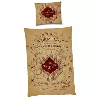 Двусторонний комплект постельного белья Harry Potter 135х200 80х80см 100% хлопок TEXIDEA Marauder's Map tex idea
