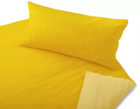 Двусторонний комплект постельного белья из органического сатина Cotonea Linea цвет светлый/солнце-желтый-I002 размер 135х200+80х80 см