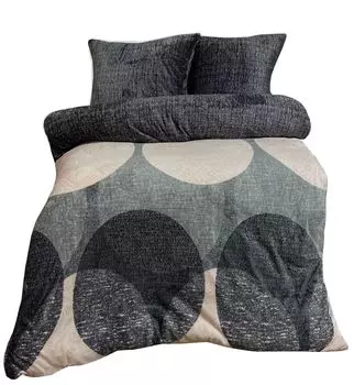 Двусторонний комплект постельного белья Тедди плюш из микрофибры 200х200 см розово-серый антрацит круги на молнии leonado vicenti