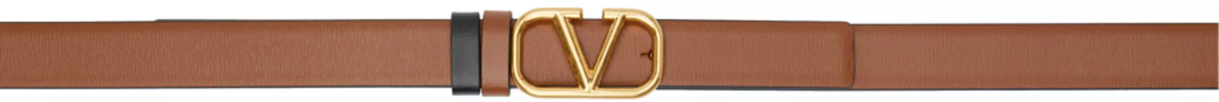 Двусторонний коричнево-черный ремень с логотипом Valentino Garavani