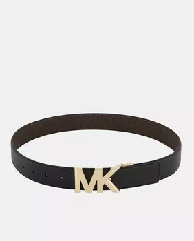 Двусторонний коричневый кожаный ремень с логотипом Michael Kors, коричневый