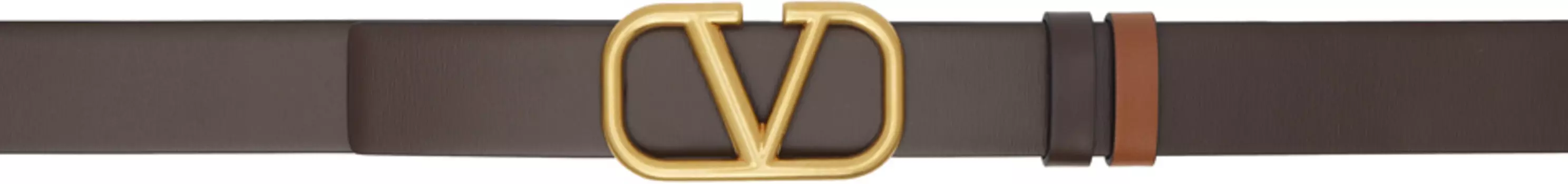 Двусторонний коричневый ремень с логотипом Vlogo Signature Valentino Garavani