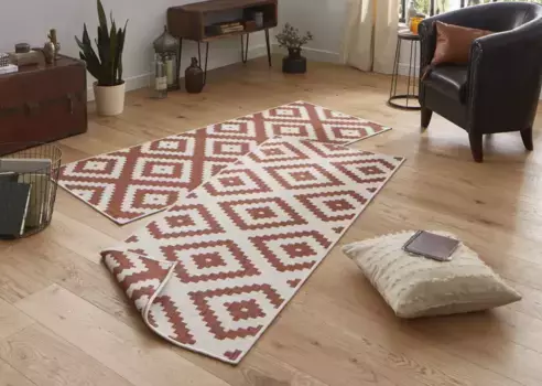 Двусторонний ковер NORTHRUGS 80х350 см, цвет terra/creme