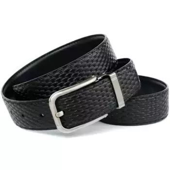 Двусторонний кожаный ремень Anthoni Crown с имитацией искусственной кожи, черный