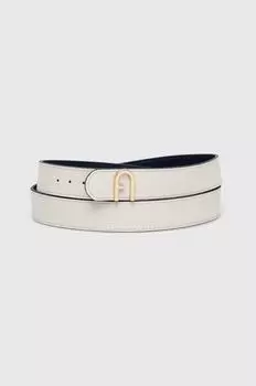 Двусторонний кожаный ремень Flow. Furla, бежевый