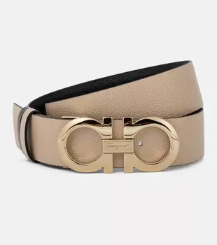 Двусторонний кожаный ремень Gancini Ferragamo, бежевый