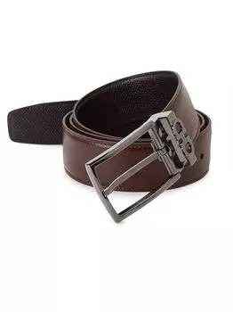 Двусторонний кожаный ремень из бронзы FERRAGAMO, черный