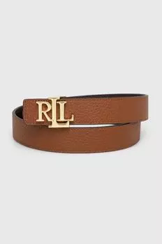 Двусторонний кожаный ремень Lauren Ralph Lauren с логотипом, коричневый