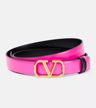 Двусторонний кожаный ремень с логотипом V Valentino Garavani, фиолетовый
