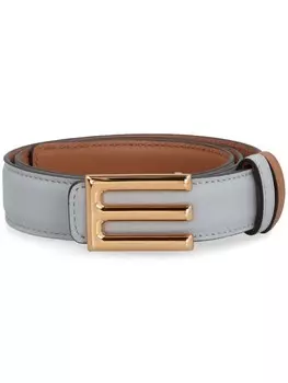 Двусторонний кожаный ремень с пряжкой-логотипом ETRO, синий