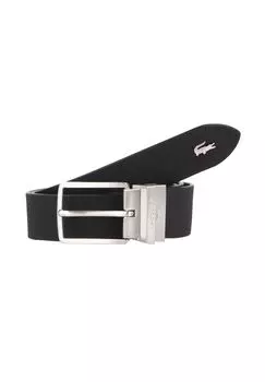 Двусторонний кожаный ремень с тиснением Mono Box LACOSTE, цвет Noir