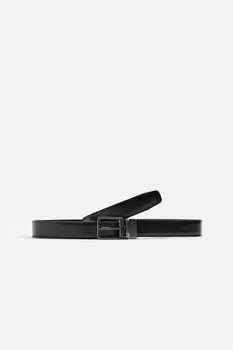 Двусторонний кожаный ремень ZARA, черный