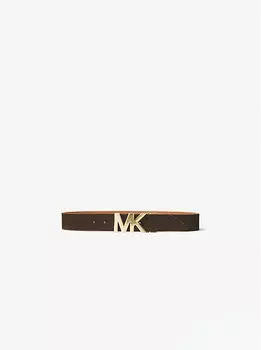 Двусторонний логотип и кожаный поясной ремень Michael Kors, коричневый