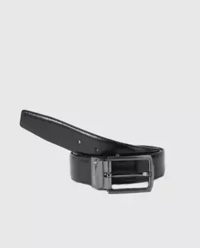 Двусторонний мужской кожаный ремень черно-коричневого цвета Pierre Cardin