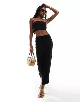 Двусторонний обтягивающий топ-бандо и юбка-стойка ASOS DESIGN черного и шоколадного цветов