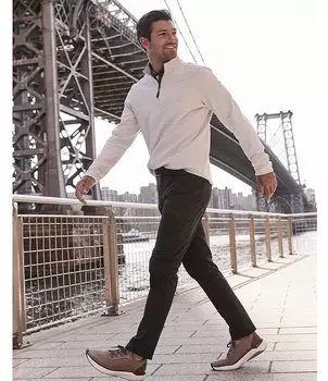 Двусторонний однотонный пуловер с молнией в четверть от Johnston & Murphy, серый