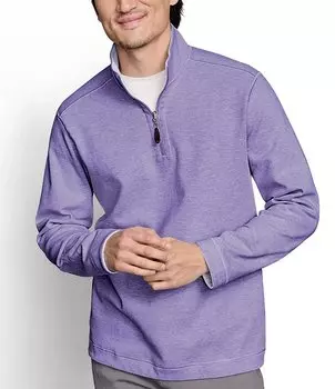 Двусторонний однотонный пуловер с молнией в четверть от Johnston & Murphy, фиолетовый