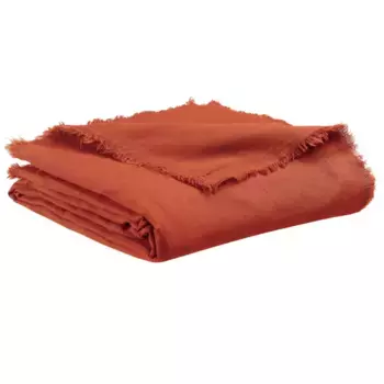 Двусторонний плед из чистого льна с однотонной бахромой - Zeff Nomad Vivaraise, цвет Bianco