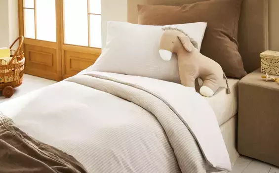 Двусторонний пододеяльник из муслина Zara Home, тауп-коричневый