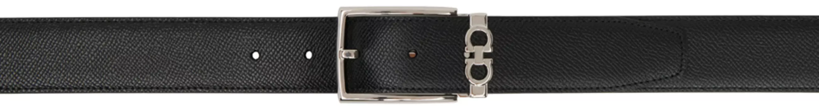 Двусторонний пояс Gancini черного и коричневого цвета Ferragamo, Black/Testa di moro