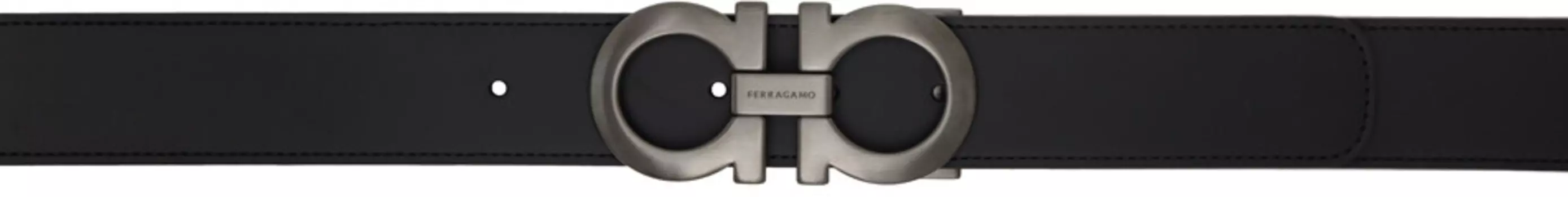 Двусторонний пояс Gancini черного и коричневого цвета Ferragamo, Nero/Hickory
