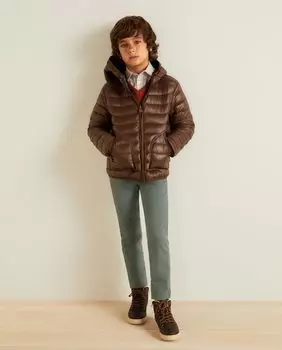 Двусторонний пуховик для мальчика с капюшоном Coconut El Corte Ingls, коричневый