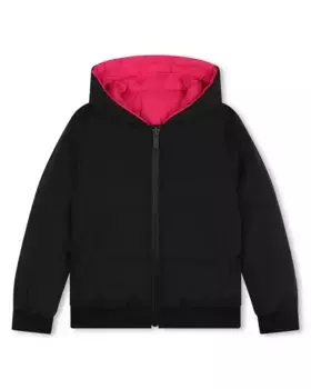 Двусторонний пуховик с капюшоном и застежкой-молнией DKNY, черный