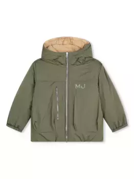 Двусторонний пуховик с капюшоном Marc Jacobs Kids, зеленый