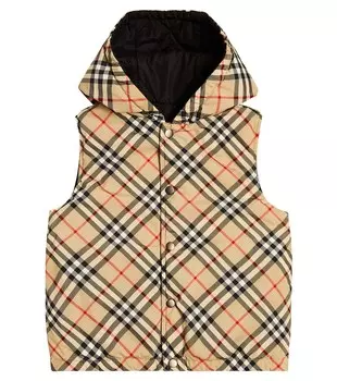 Двусторонний пуховик в клетку burberry check Burberry, бежевый