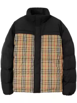 Двусторонний пуховик в клетку Vintage Check BURBERRY, черный