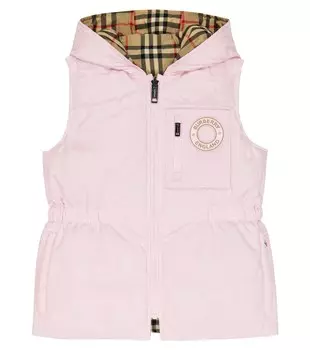 Двусторонний пуховый жилет с капюшоном Burberry, бежевый