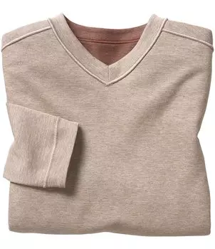 Двусторонний пуловер с длинными рукавами и V-образным вырезом Johnston & Murphy, бежевый