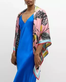 Двусторонний разноцветный шелковый шарф Vita St. Piece, цвет Pink Blue Ombre Multi Colour Print