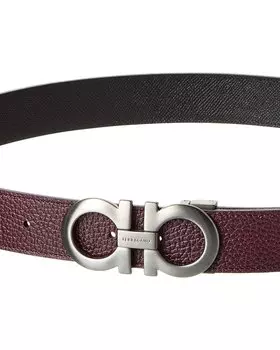 Двусторонний регулируемый кожаный ремень Ferragamo Gancini Salvatore Ferragamo, красный