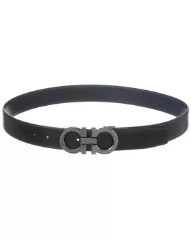 Двусторонний регулируемый кожаный ремень Ferragamo Gancini Salvatore Ferragamo, синий