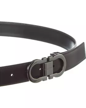 Двусторонний регулируемый кожаный ремень Ferragamo Gancini Salvatore Ferragamo, коричневый